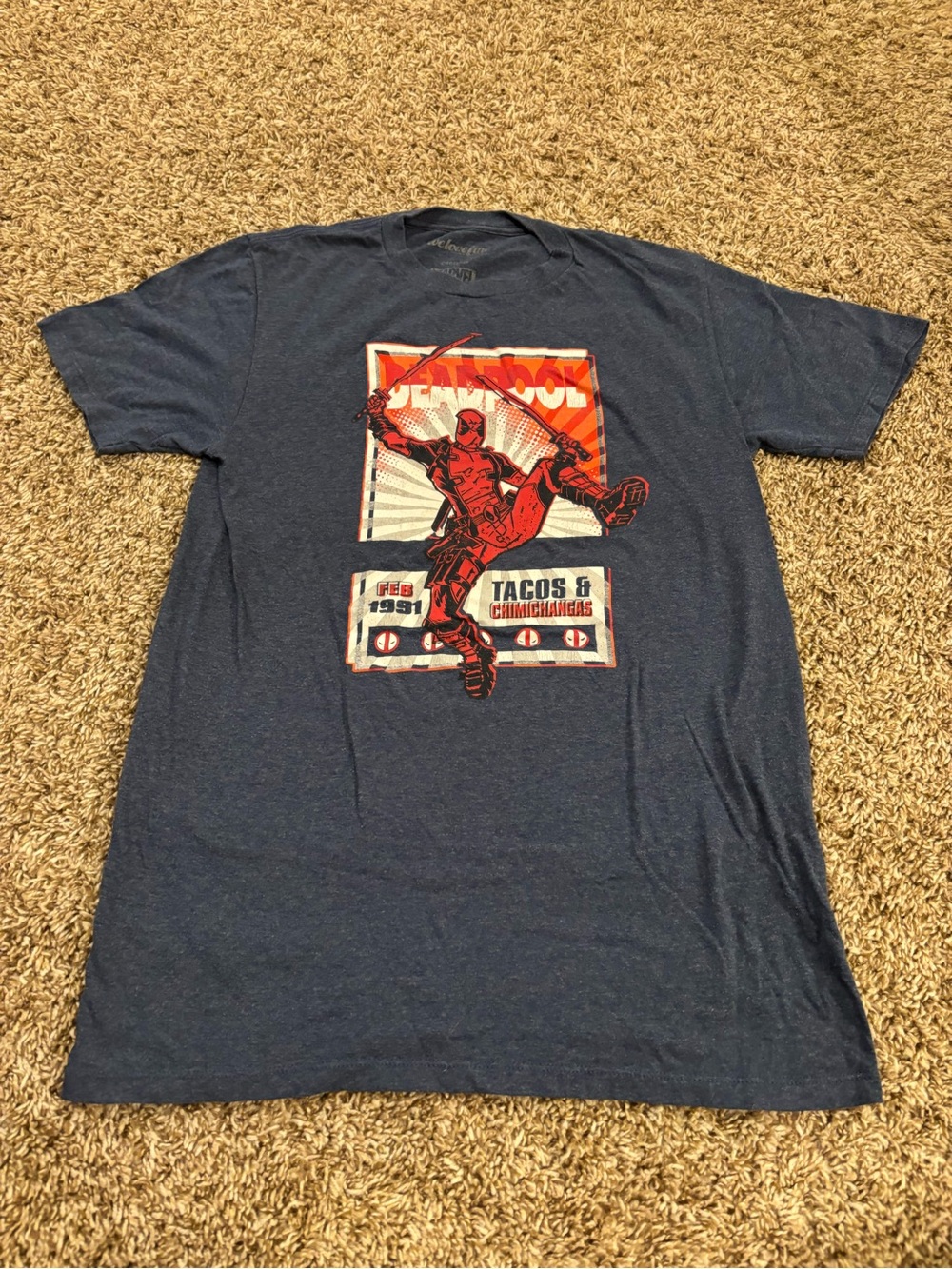 Marvel Men's Navy Blue Short-Sleeve Tee with Red Graphic